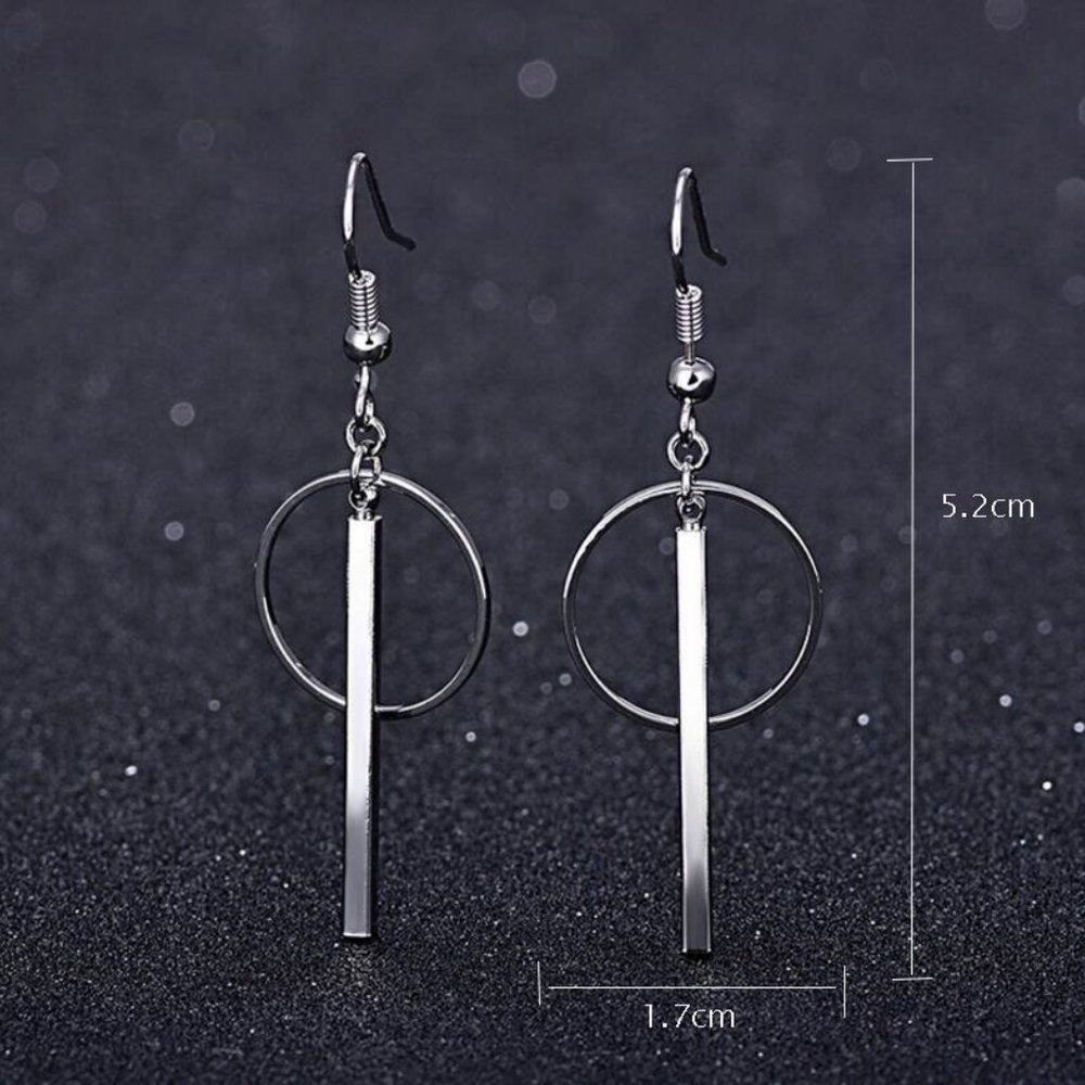 NEW 925 Sterling Silver Bar Circle Earrings - Picture 6 of 6